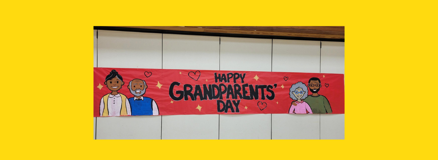 Grandparents Day sign in cafeteria
